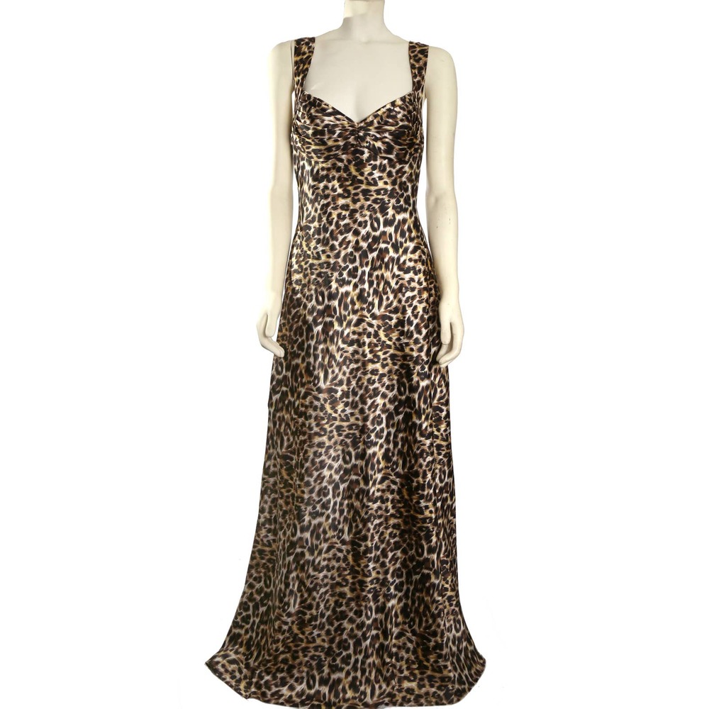 Stunning Vintage Leopard Gown Dress Glam Prom 90s Y2k sz 16 XL Onyx Nite